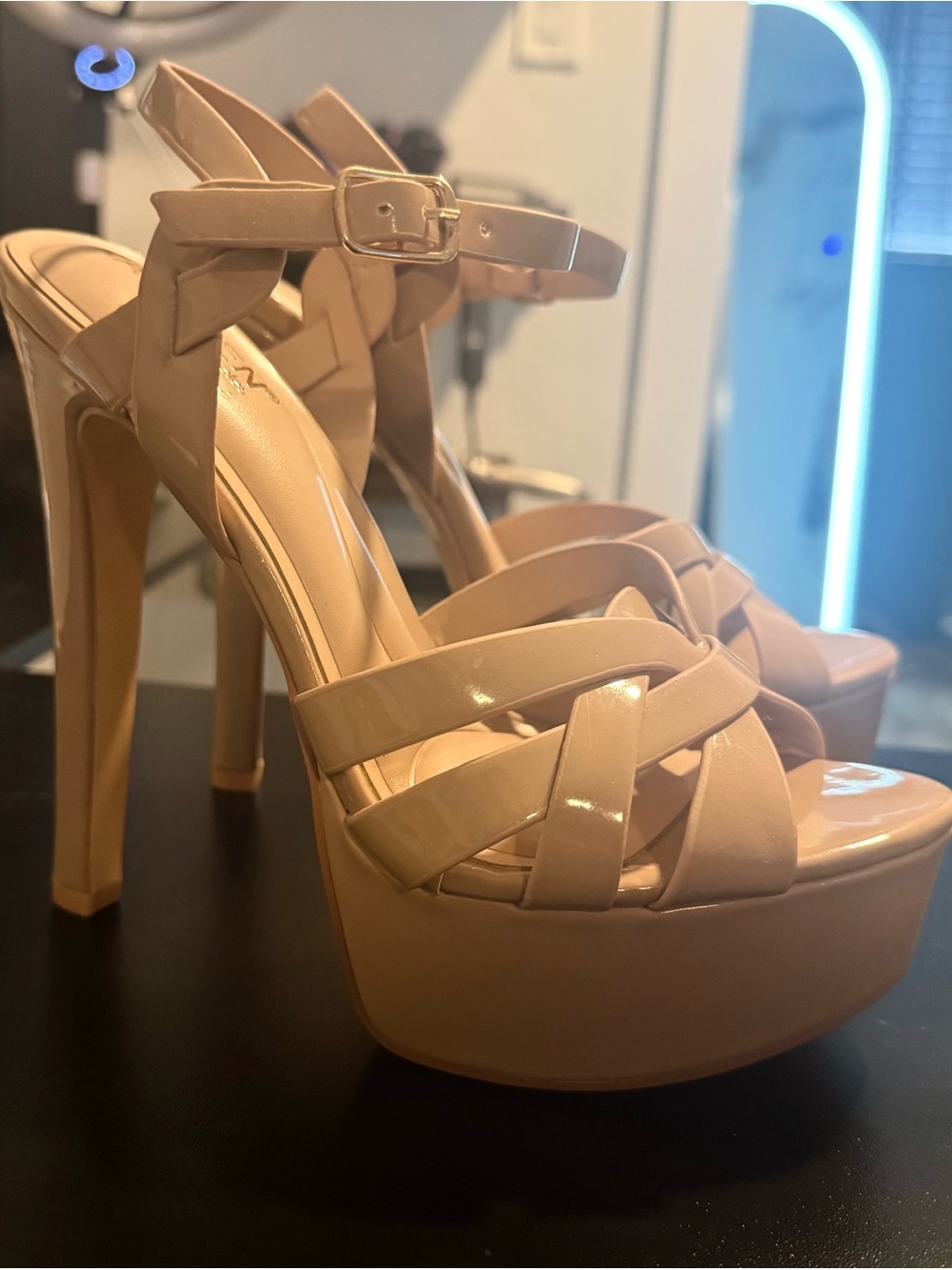 Nude patent platform heels Brand new!